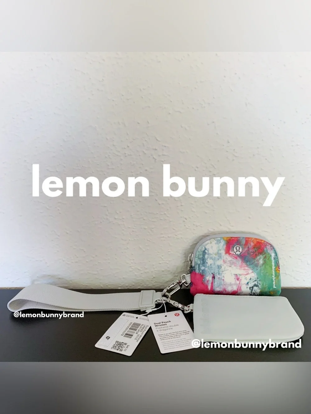 🎨🤍🎨 8 lululemon Dual Pouch Wristlets in No Limits White Multi Mystery Patterns